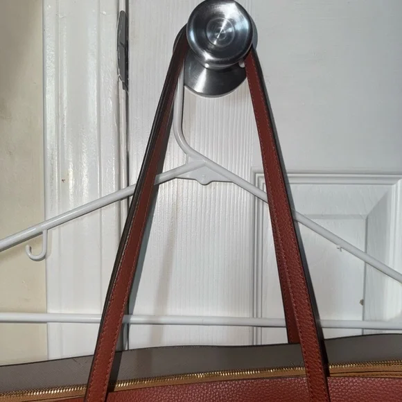 Tory Burch Perry Tote Bag Tripple Compartment Brick Red Women's - Picture 3 of 7